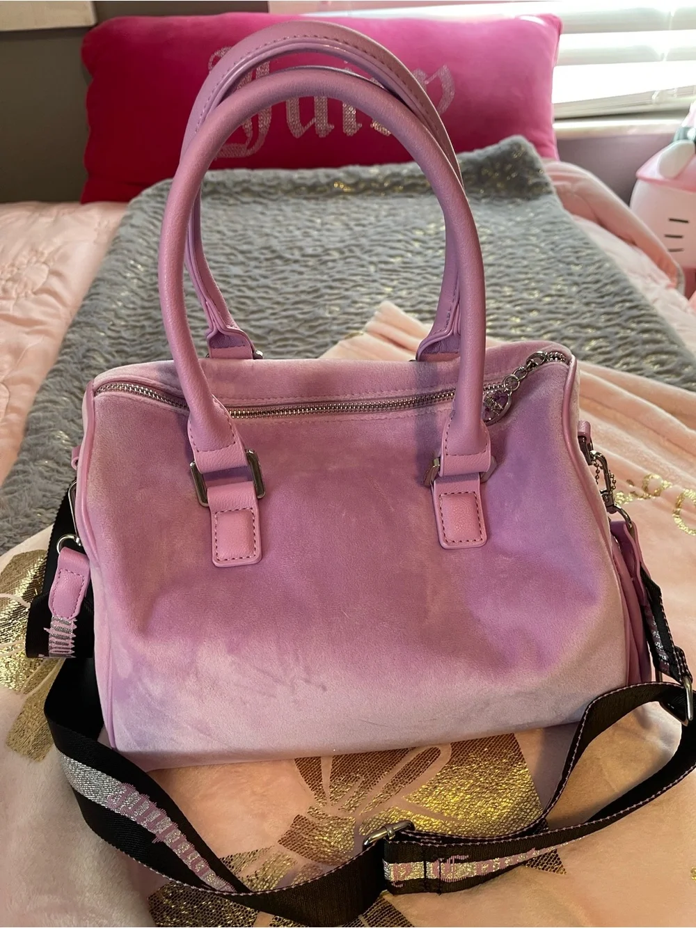 Juicy Couture Lavender-Pink Rhinestone Logo Satchel